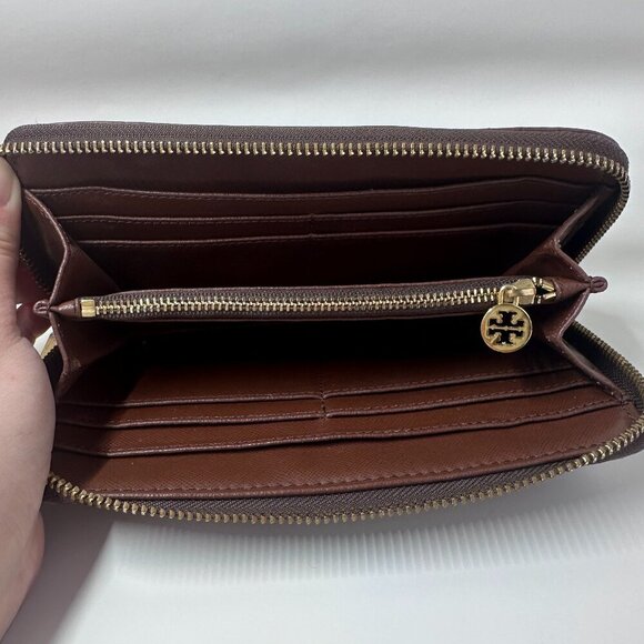 Tory Burch Robinson Brown Leather Wallet - Picture 7 of 7